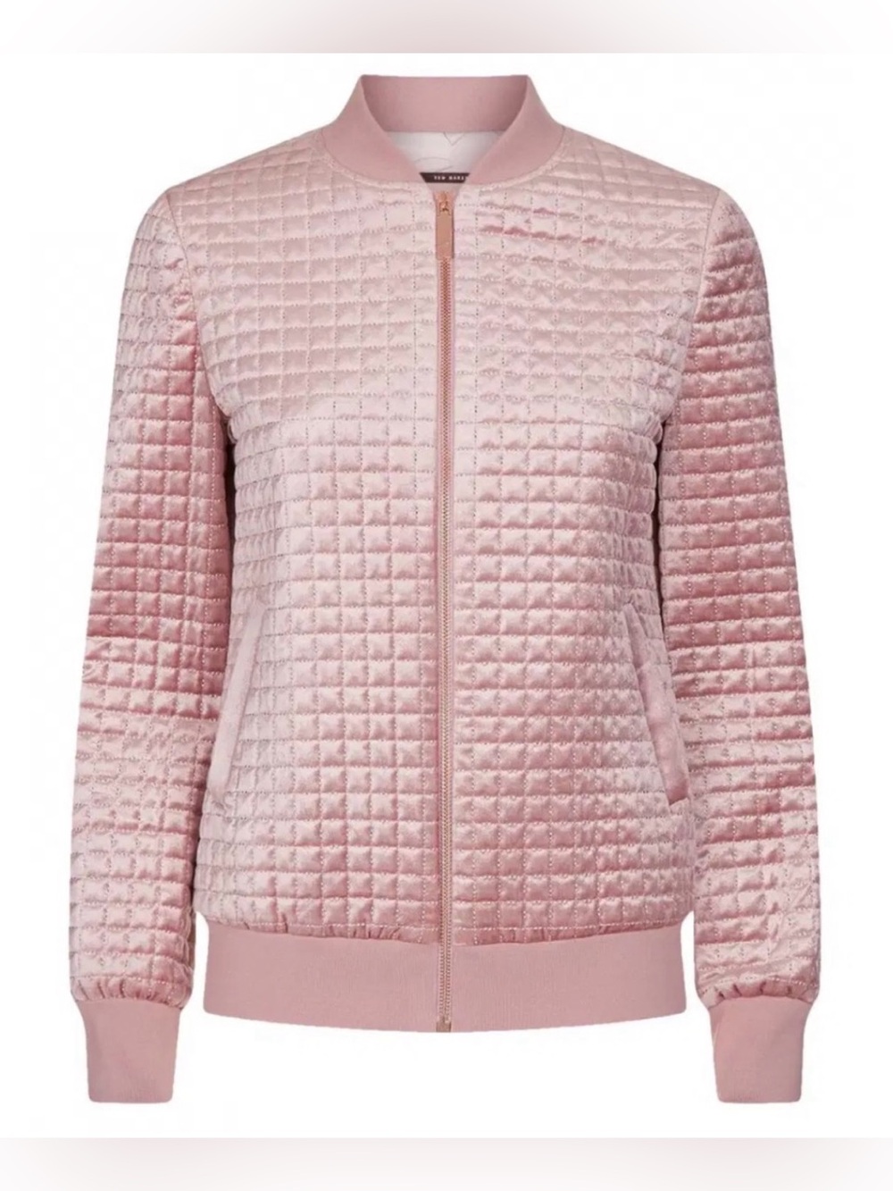 Ted Baker Prindil Quilted Velvet Bomber Jacket Pink M